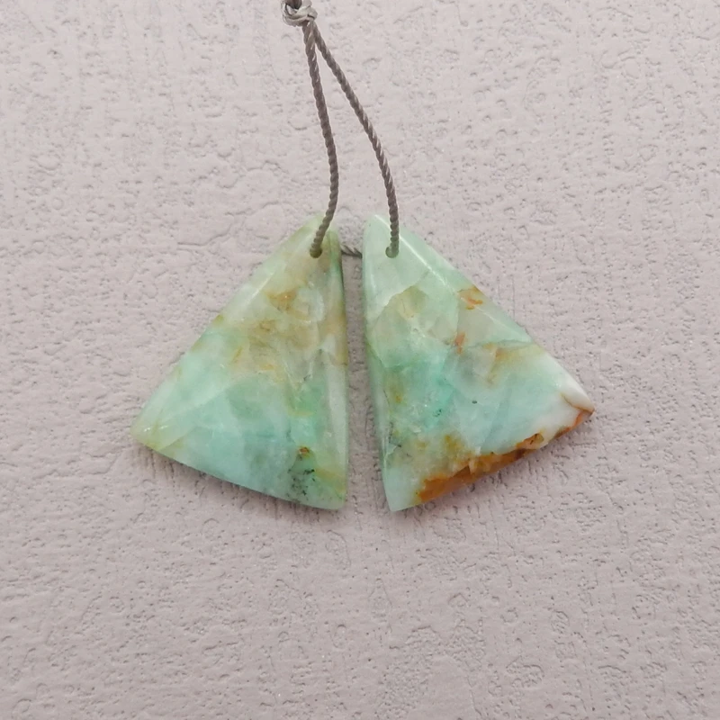 Natural Stone Chrysocolla Earring Beads,Fashion Jewelry DIY Gemstone Earrings Accessories For Women 26x20x5mm 6g