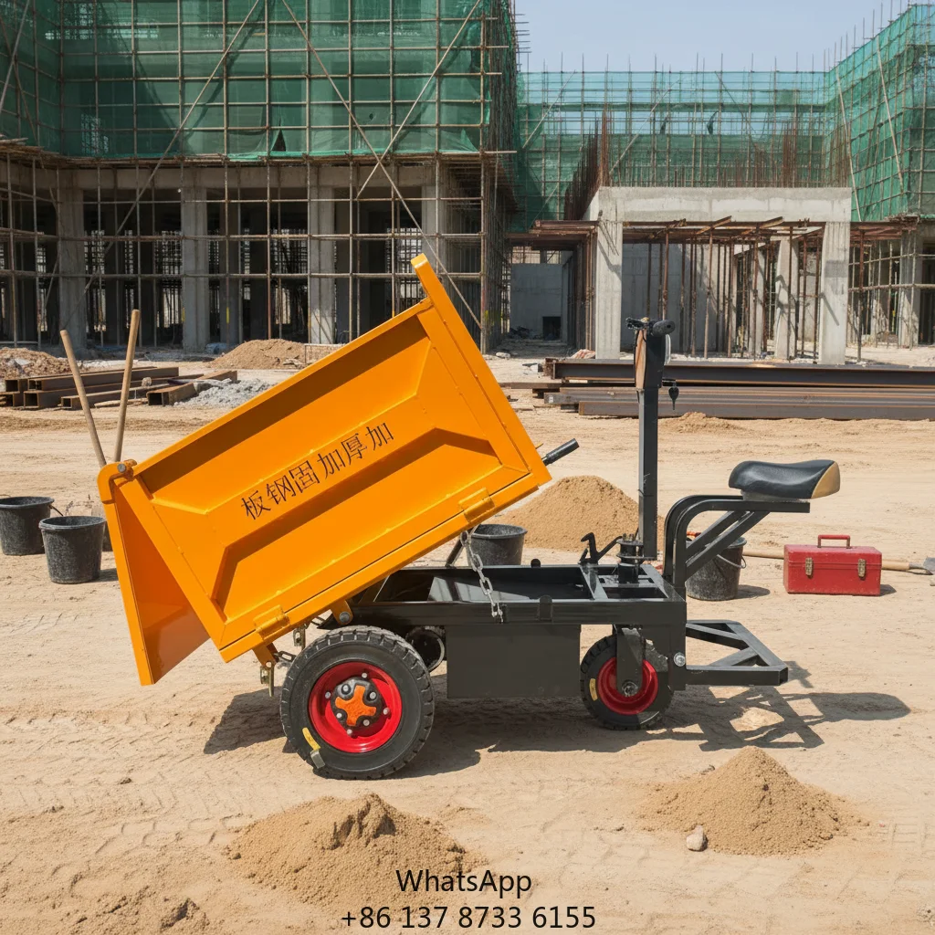

3mm Thick Steel Electric Mini Dumper 500kg Battery Powered Site Cart For Construction