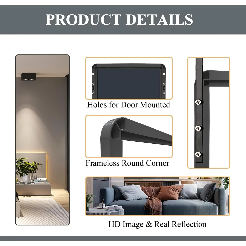 39"x 12" Wall Mounted Mirror, Full Body Wall Mounted Mirror for Bedroom Living Room Locker Room, Door Mirror Full Length