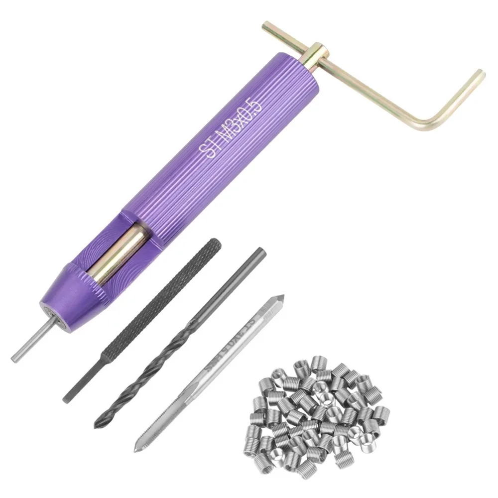 

50pcs Stainless Steel Thread Repair Kit Carbon steel Coiled Wire Helical Thread Insert Combination Tool Set M3 x 0.5 / M4 x 0.7
