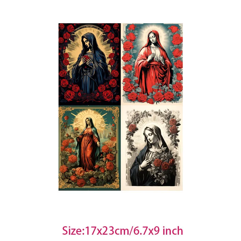 Christian Mary of Virgin Thermo Heat Transfer Sticker On Clothes Guadalupe Christian Washable Print-On T-Shirt Iron On Patches