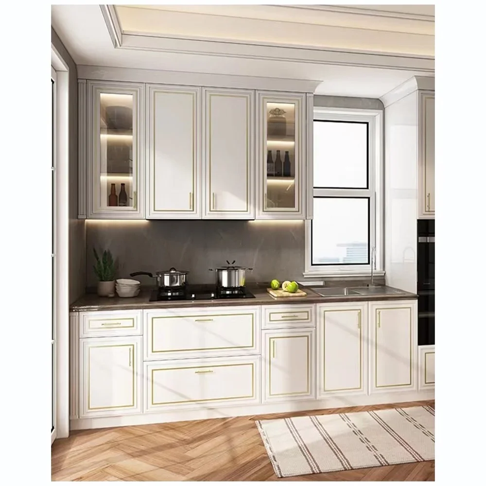 America Style Kitchen Cabinet With Double Sink