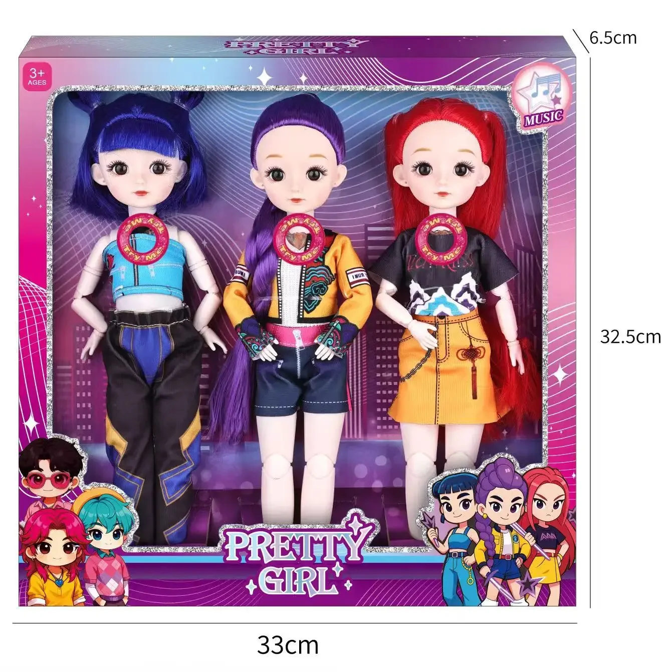 

Ready to Ship Immediately Hot Sale K-POP Witch Hunt Group Doll Full-Body Figurine with 3D Eyes 15 Movable Joints & Theme Song