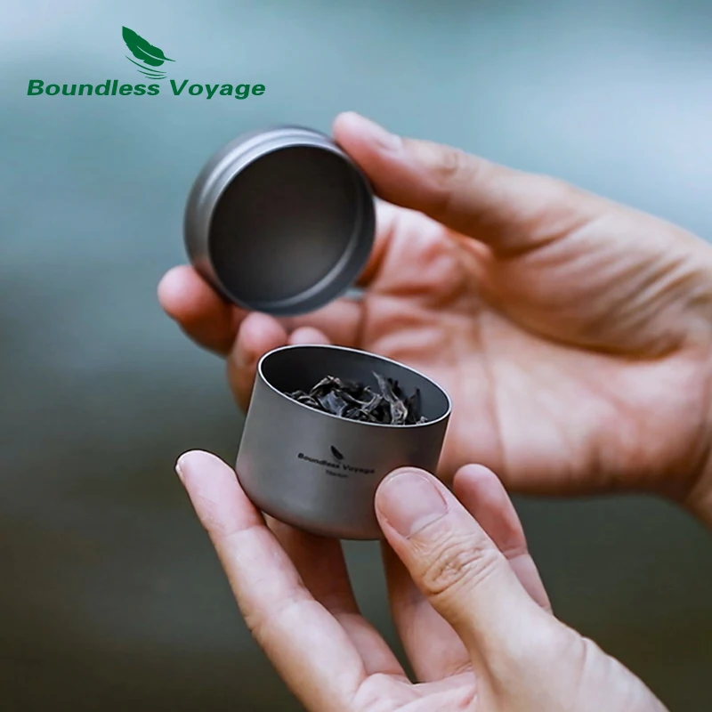 Boundless Voyage Titanium Tea Caddy Seasoning Jar Mini Size Canister Ultralight Portable Tin Jar for Tea Coffee 35ml Storage Can