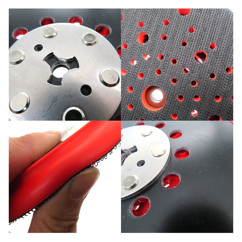 Platorello abrasivo da 6 pollici Hook and Loop RSM6045 tampone di ricambio piastra abrasiva di backup media senza polvere levigatrice orbitale casuale a doppia modalità