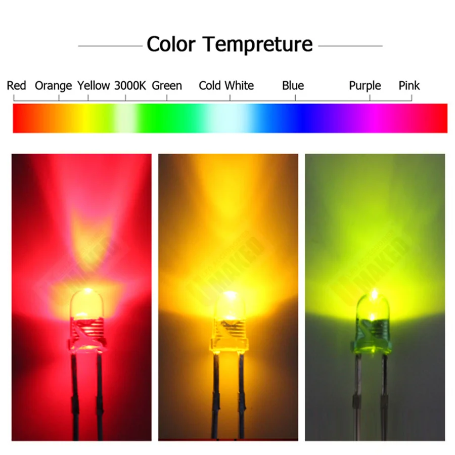 1000 قطعة 3 مللي متر عدسة مستديرة اللون LED مصابيح الثنائيات رقاقة ضوء الخرز F3 led الثنائيات الباعثة للضوء WW/W/الأحمر/G/B/Y الإضاءة البيضاء مصابيح ذاتية الصنع