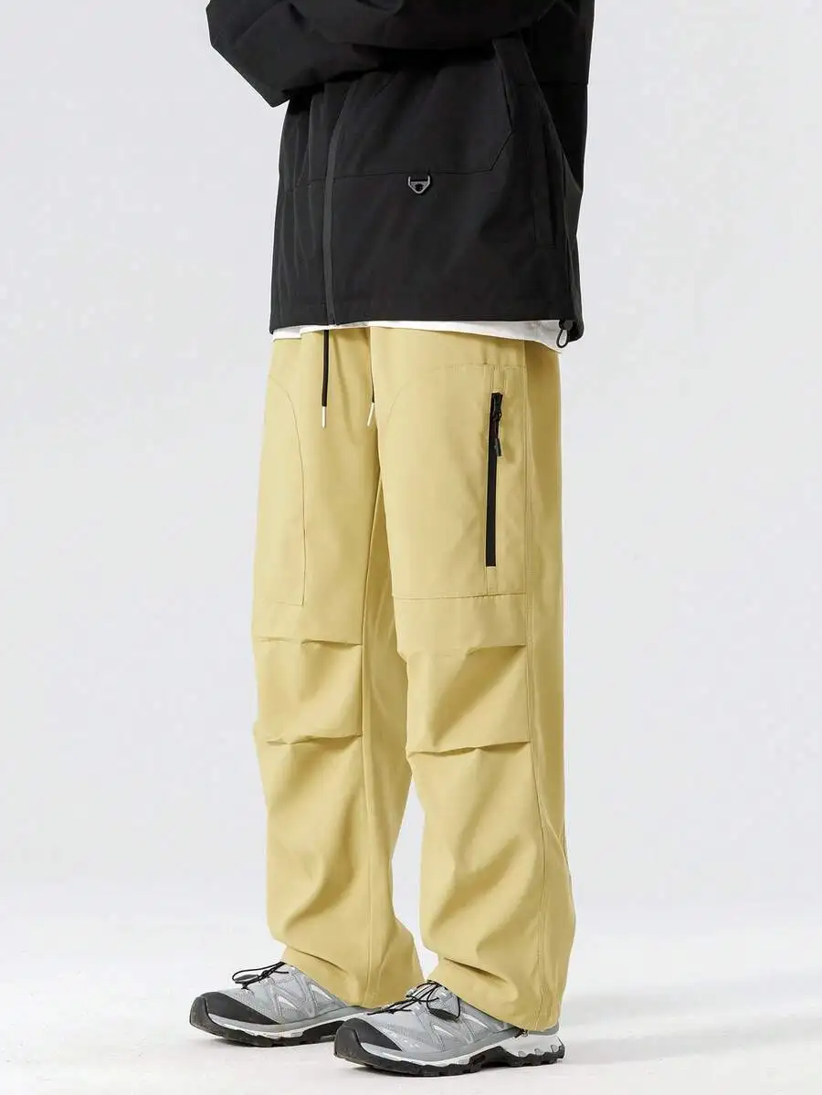 

Mens Hiking Cargo Pants With Zipper Pockets Straight Leg Adjustable Cuffs Lightweight Breathable