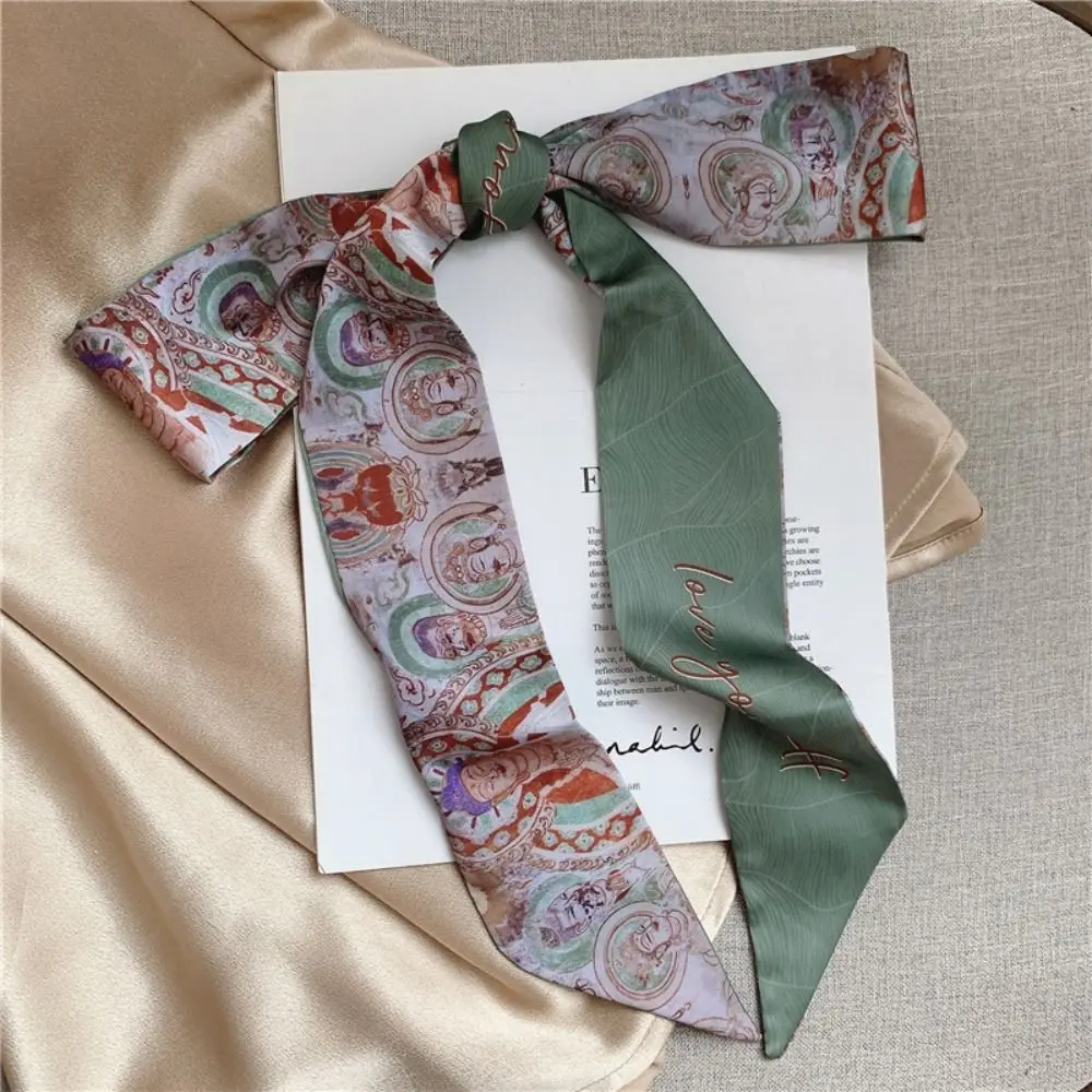 

Модная повязка на голову с цветочным узором в китайском стиле, лента для волос с эффектом масляной живописи, шарф-лента, цветочные повязки