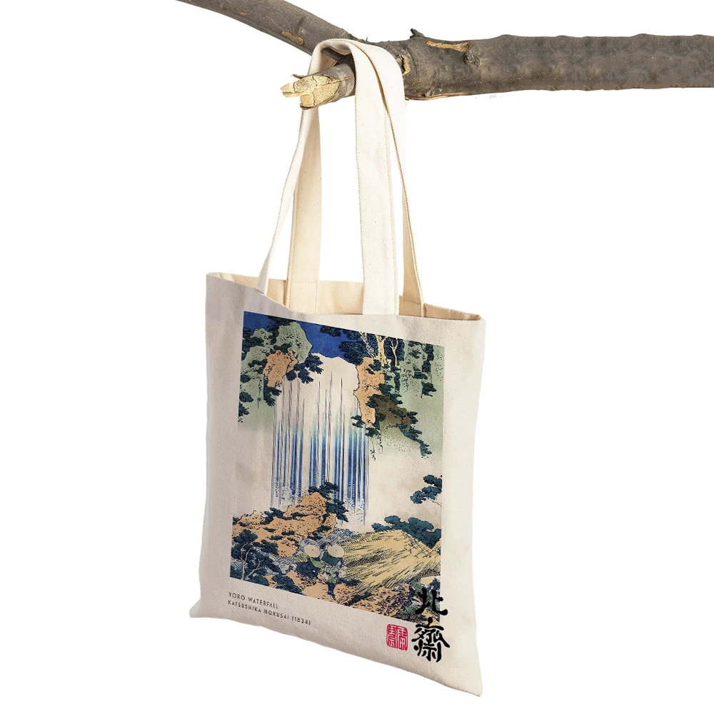 Hokusai Ohara Koson Japan Casual Shopper Bags Women Shopping Bag Double Print Abstract Lady Canvas Tote Flower Travel Handbag