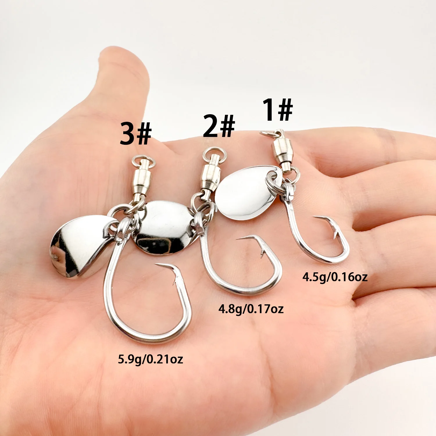 مجموعة من 5 خطافات مصممة لصيد الأسماك في المياه المالحة مع خطافات حادة من الفولاذ الكربوني المطعوم لأوزان الطعم بين 1.76 أونصة و17.6 أونصة تستهدف سمك السلمون والتونة والباس والهامور وسمك النهاش - عيد الفصح - عيد الشكر