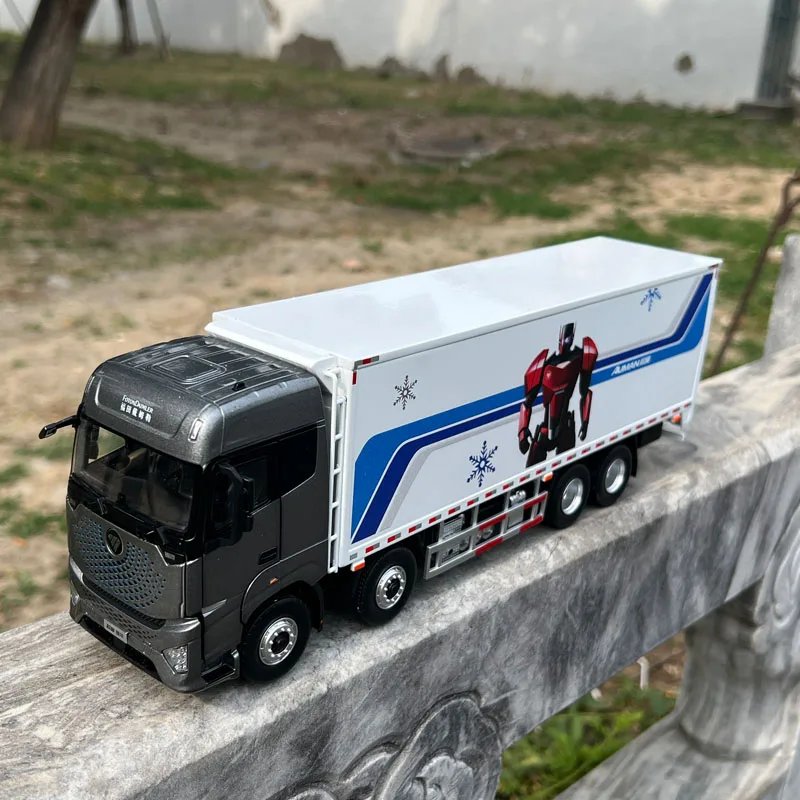 1:36 Original Model,Foton DAIMLER Auman Semi Trailer,Refrigerate Container Truck,Alloy Car Model for Display,Gift and Collection