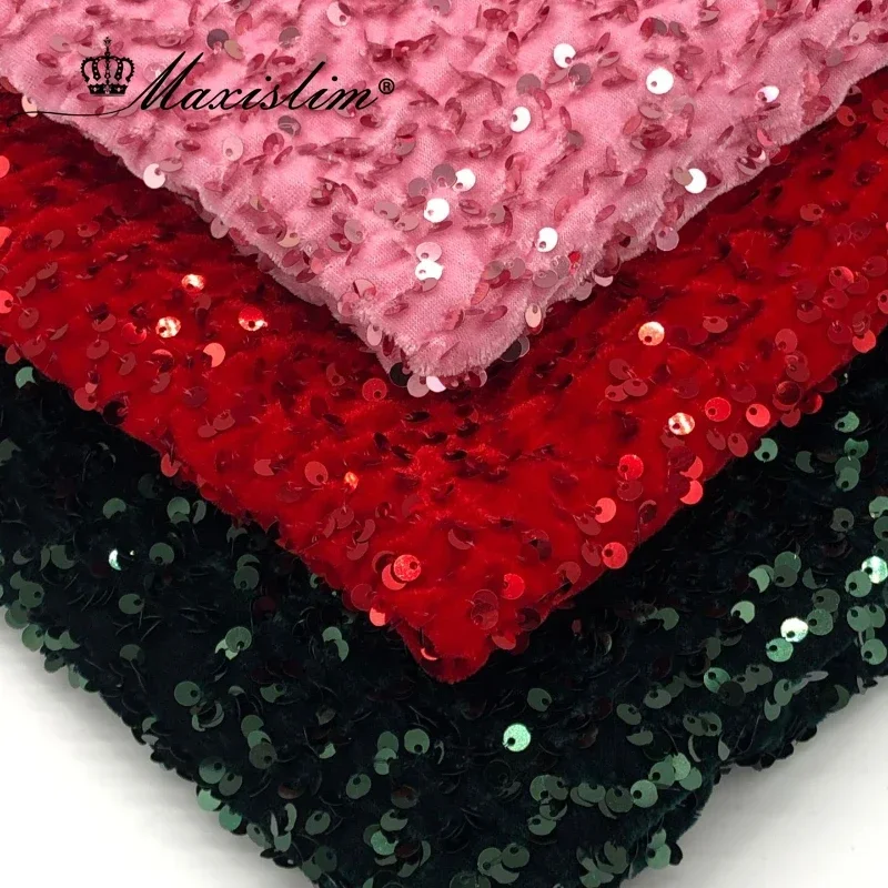 1 /3/5Yards 19 Colors 5MM Sequin Fabrics By Yards Velvet Reflective Single Side Fabric DIY Designer Sewing Children Dress