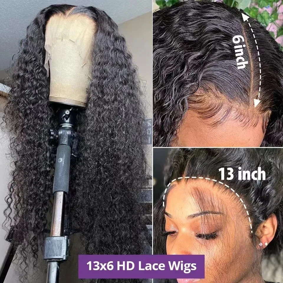 

20 Inch Kinky Curly Human Hair Wigs 13x6 Lace Frontal Wigs For Women Middle Part Long Curly Hair Chemical Fiber Wig Headgear