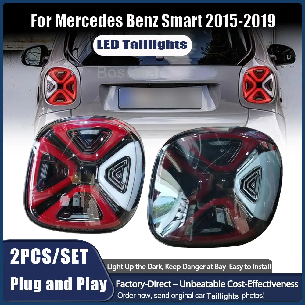 

Pair of Car Tail Light Assembly for Benz Smart 2015 2016 2017 2018 2019 LED Brake Signal Light Tuning Parts Car Rear Lamp System