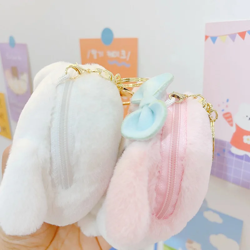 Cartoon Sanrio Kuromi Plush Wallet Coin Purse Anime My Melody Cinnamoroll Pompom Purin Bag Mini Coin Purse Keychain Gift