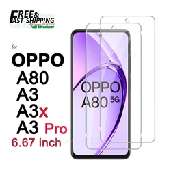 Screen Protector For OPPO A80 A3x A3 Pro 6.67 inch Tempered Glass HD Crystal Mica 9H Anti Scratch Case Friendly Clear