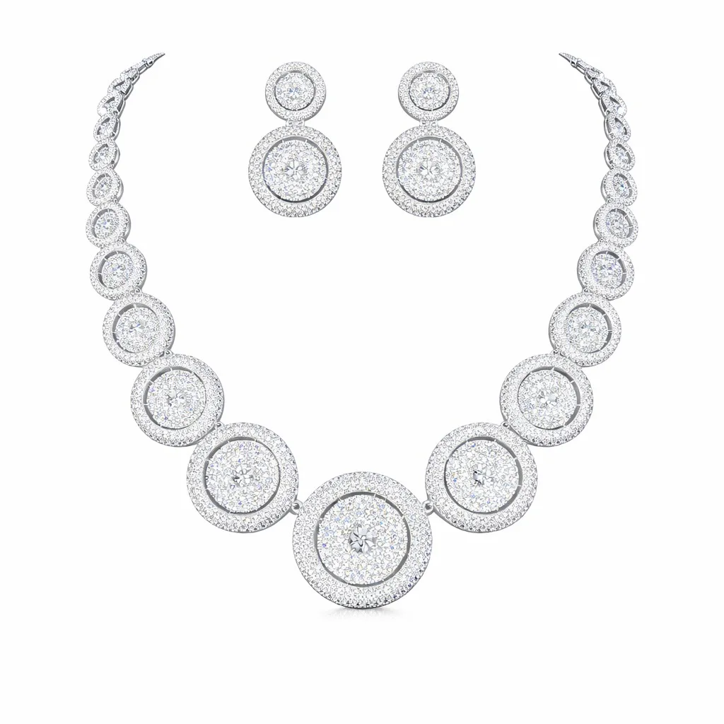 

Astrology Disk Shiny Round Full Zircon Necklace Earrings Jewelry Set For Women Luxury Banquet Wedding Sparkling Jewelry Gift