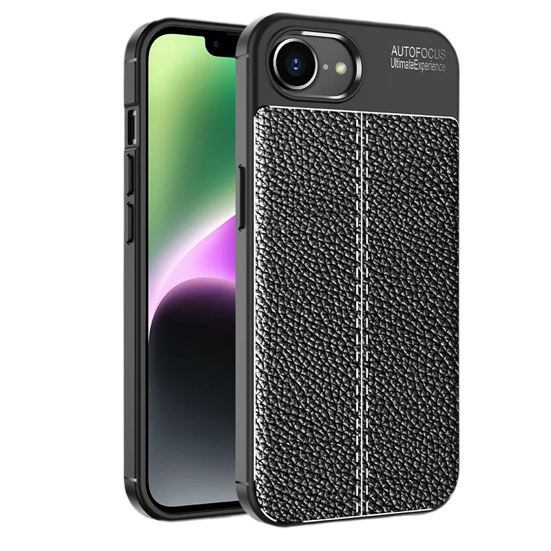 

Для iPhone 16E чехол из мягкого ТПУ с узором личи, кожаный защитный чехол для камеры с защитой от отпечатков пальцев для iPhone 16 E