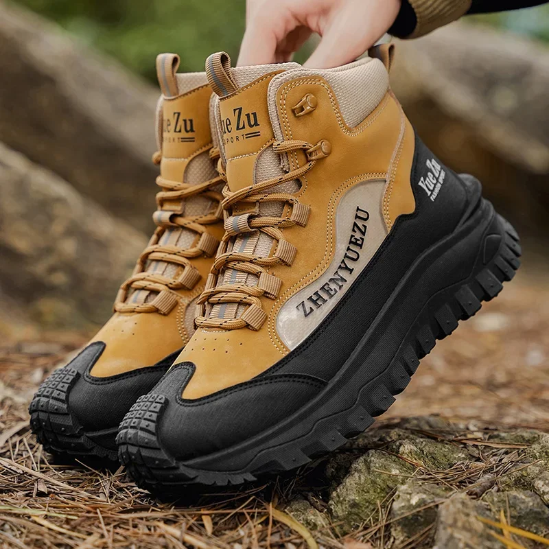 Fashion Men's Walking Sneakers Outdoor Lightweight Breathable Hiking Shoes Autumn Work Boots Anti Slip Climbing Trekking Shoes