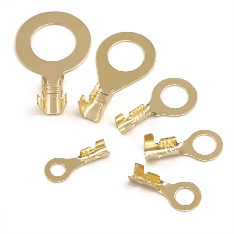 50/100/200Pcs Ring Cable Lugs Brass Terminals Non-insulated Wire Cable Connectors M3 M4 M5 M6 M8 M10 Electrical Crimp Cable Lug