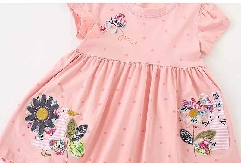 Brand Quality 100% Cotton Baby Girl Clothes Cartoon 2024 Summer Casual Children Clothing Kids A-LINE One-piece Dresses for Girls