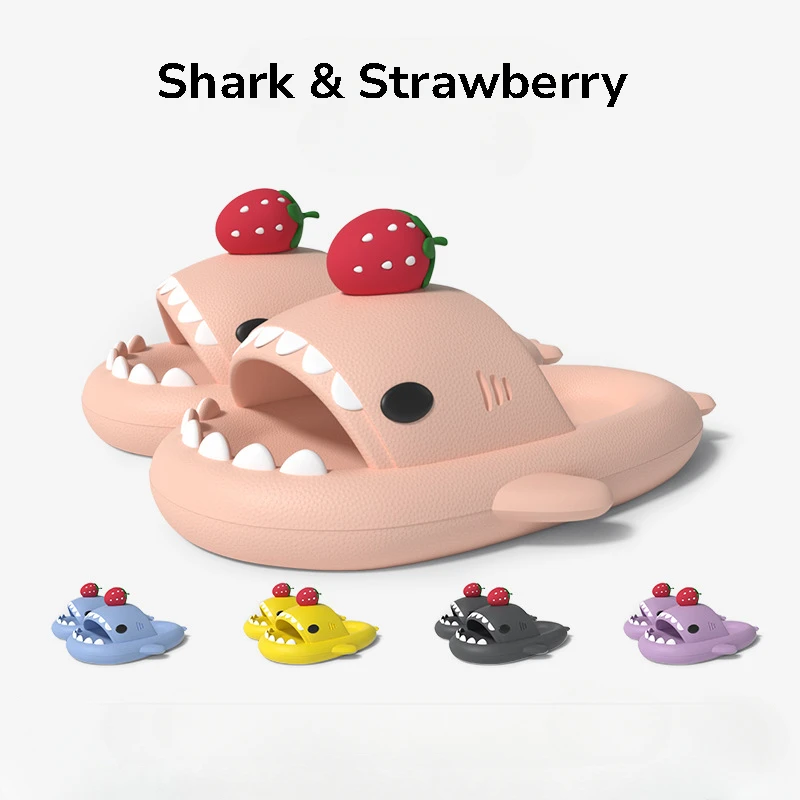 

Cute Shark Slippers DIY Strawberry For Children Soft EVA Kids Summer Platform Shoes Anti-slip Girls Boys Indoor Beach Slides