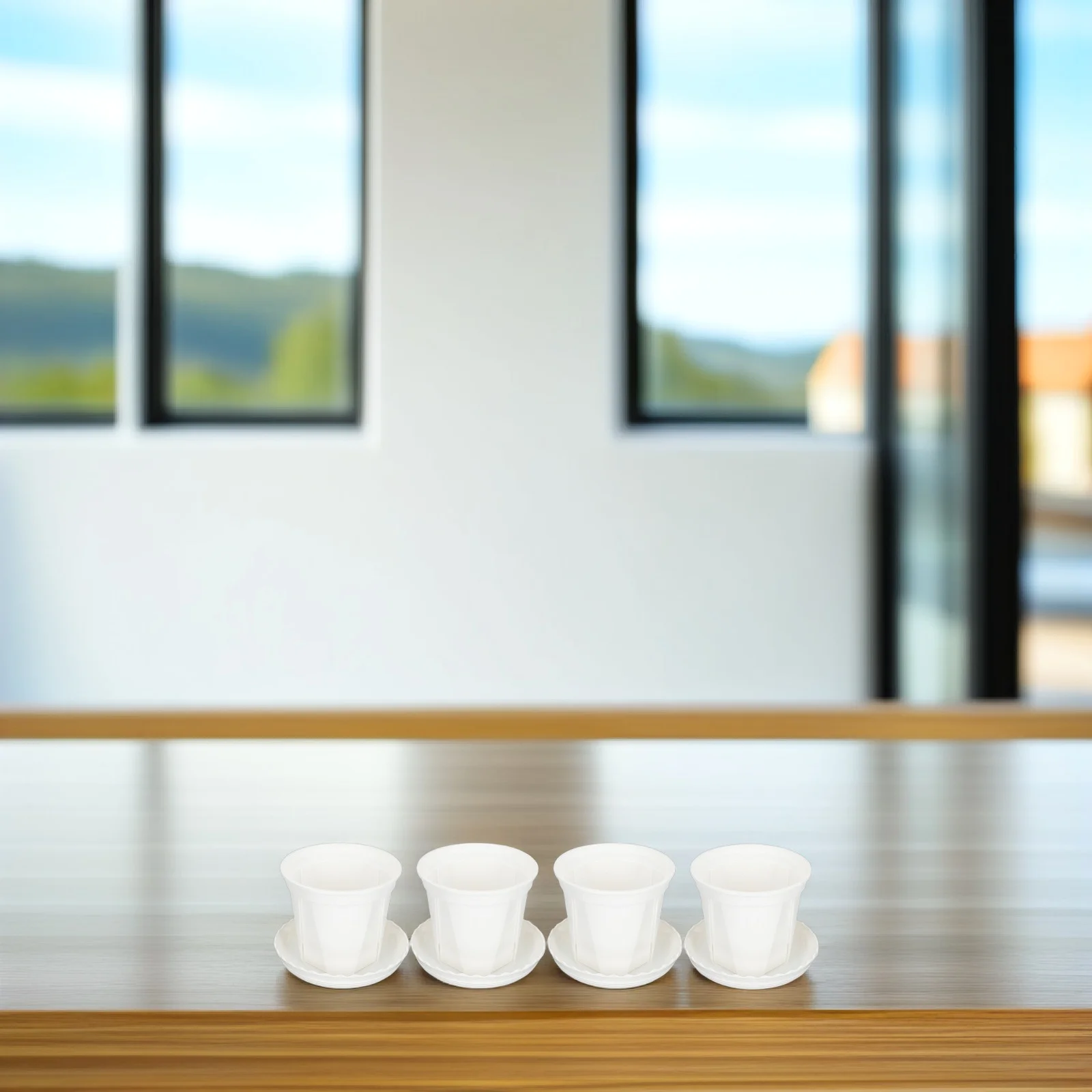 

Control Pots 10 Sets Plastic Flower Pots Tray Rounded Planters Indoor Gardening Container 12cm Diameter 10 5cm Height