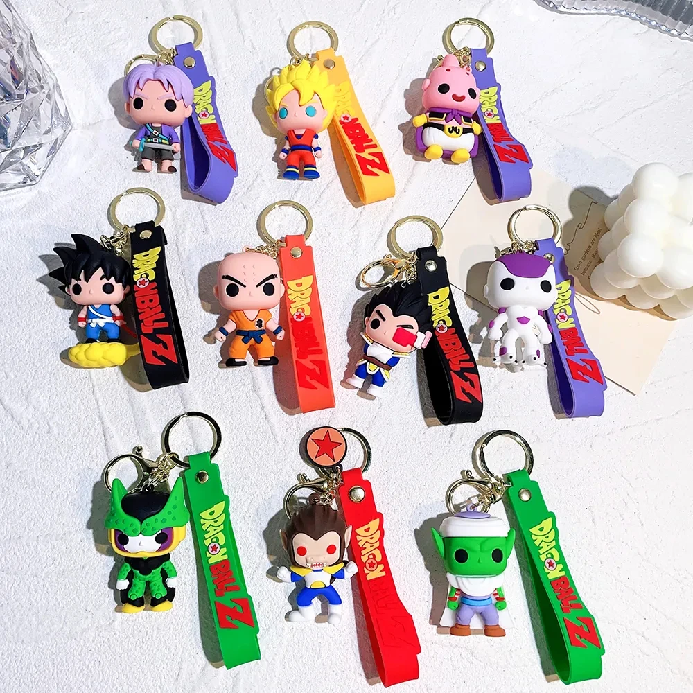 Cartoon Anime Dragon Ball Z Figure Keychain Creative Cute Goku PVC Doll Toys Car Keychain Pendant Cute Bag Ornament Accessories