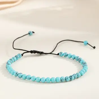 4毫米迷你能量寶石手鍊 天然石串珠手鍊 淺藍色綠松石手鍊 8 最佳銷售 綠松石手鐲 - №6