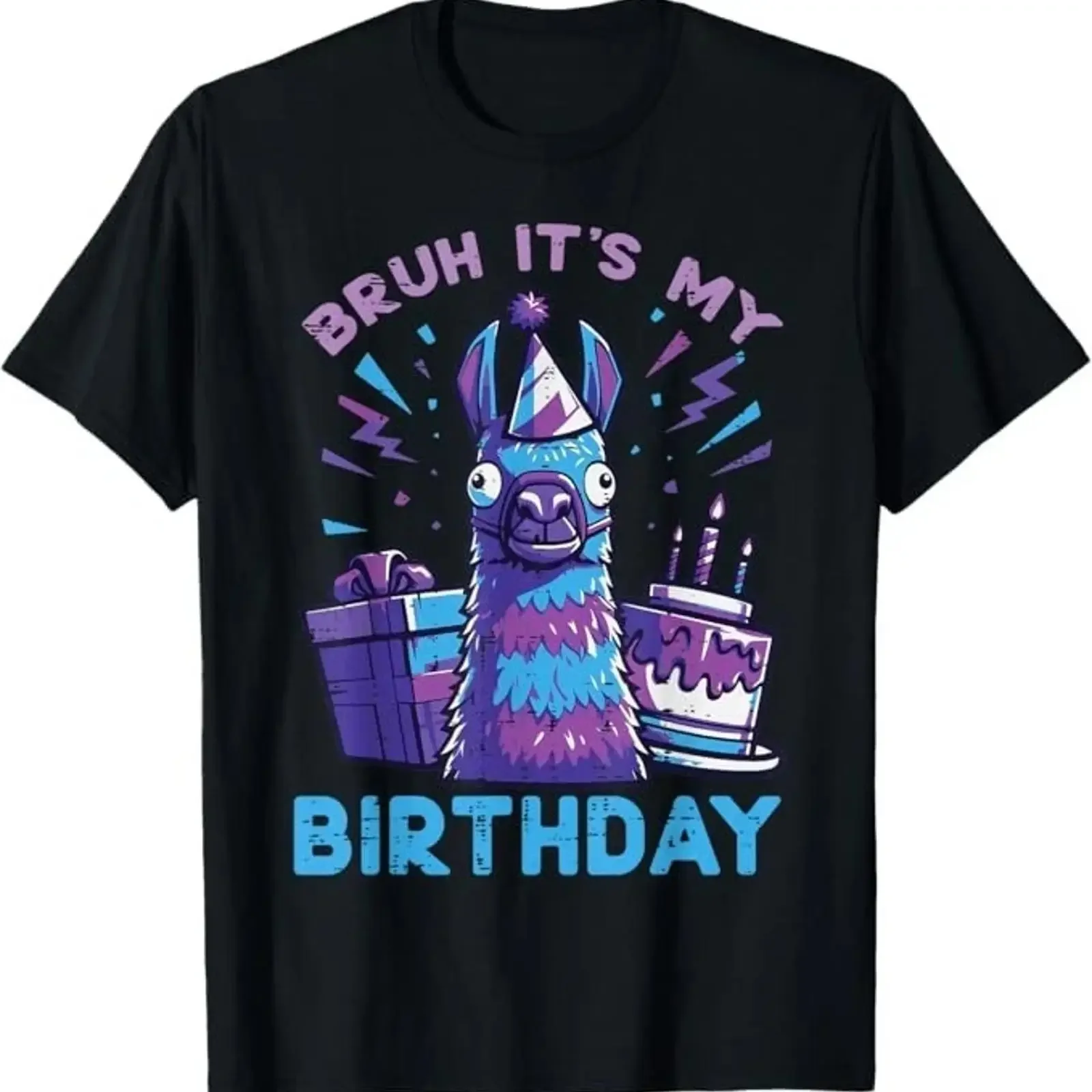 Bruh Its My Birthday Llama Pinata Bday Party Kids T Shirt vintage Washed designer clothes Unisex graphic Versatile