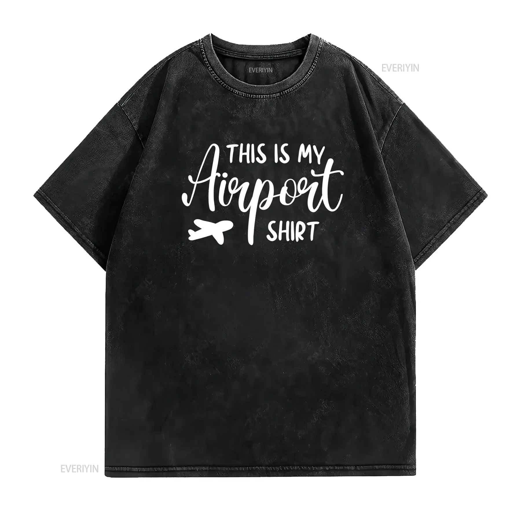 This is My AirporT T Shirt Funny Travel for Traveler Vacation Airplane Pilot Present Flight Ticket vintage Washed Stretched