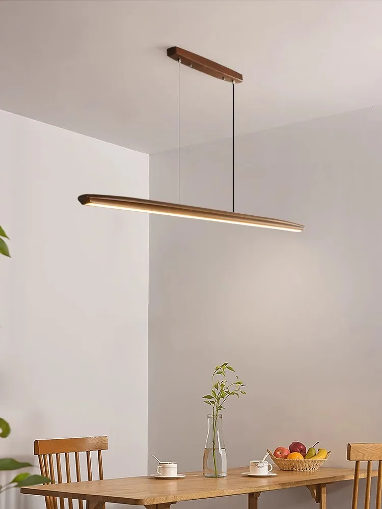 Longue Lampe LED Moderne en Bois Massif, Luminaire Décoratif d'Nik, Enrichi en Blanc, Idéal pour une Salle à Manger