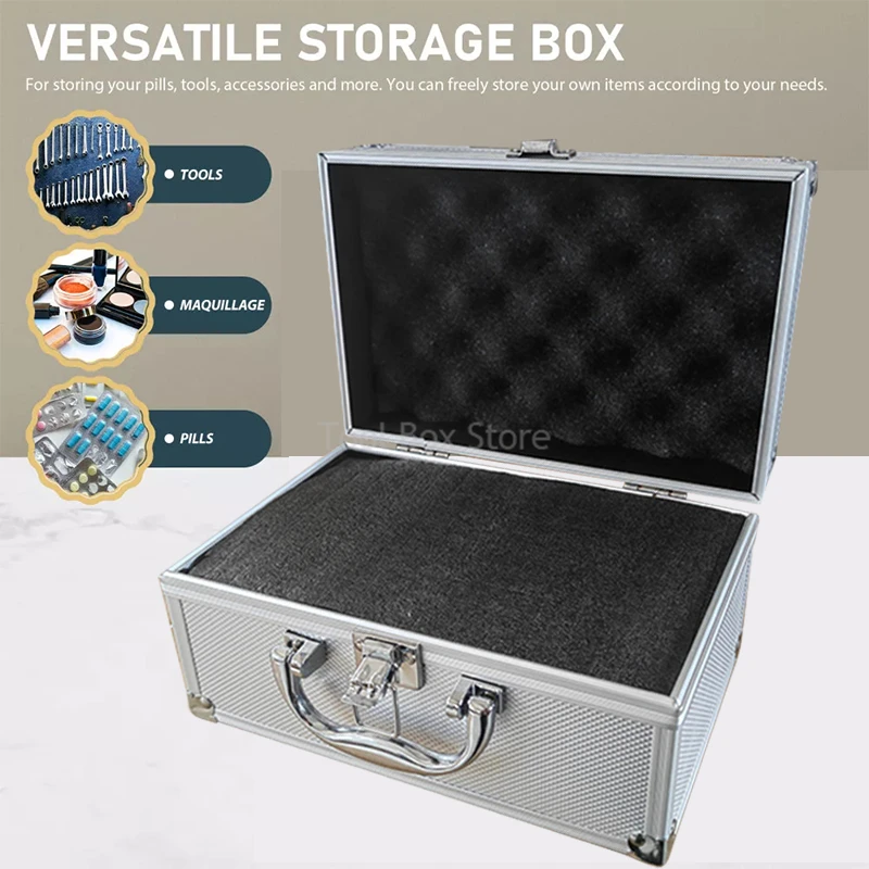 Aluminum Tool Box Safety Instrument Case Storage Box with Sponge Aluminum Suitcase Portable Outdoor Equipment Toolbox Organizer