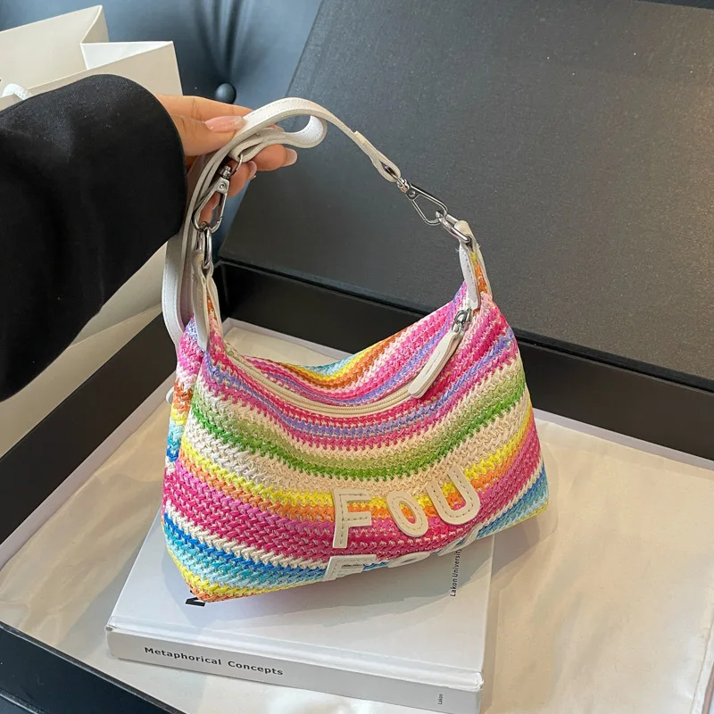 

Плед Dopne St тканая сумка Летняя ручная работа Vaion Beach Пластиковая имитация сумки Caddy для женщин Ежедневное использование