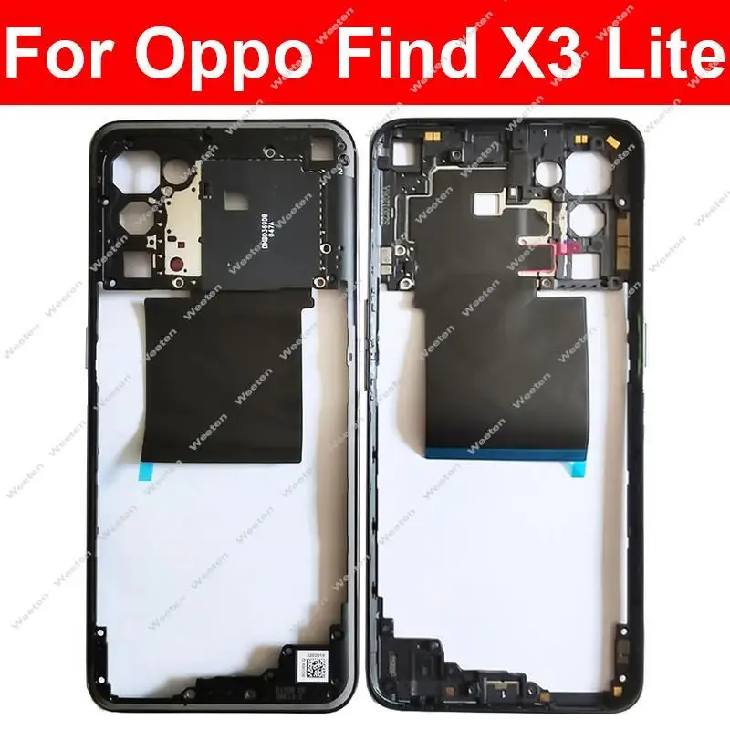 Middle Frame Bezel Plate For OPPO Find X3 Lite X3lite Middle Housing Frame Cover with Side Buttons NFC Replacement