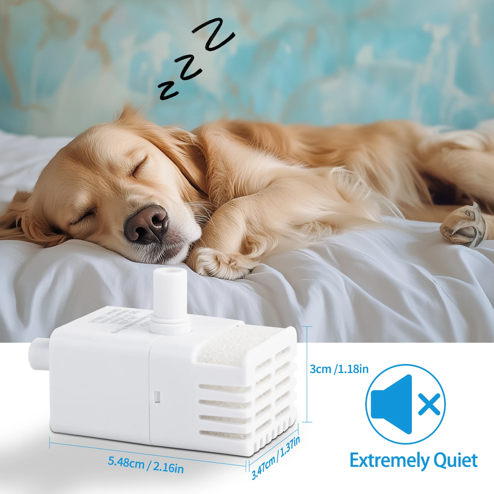 Cat Water Fountain Pet Water Pump Replacement for Cat Drinking Dispenser Pet Accessories Ultra-Quiet USB（No Plug Water Pump）