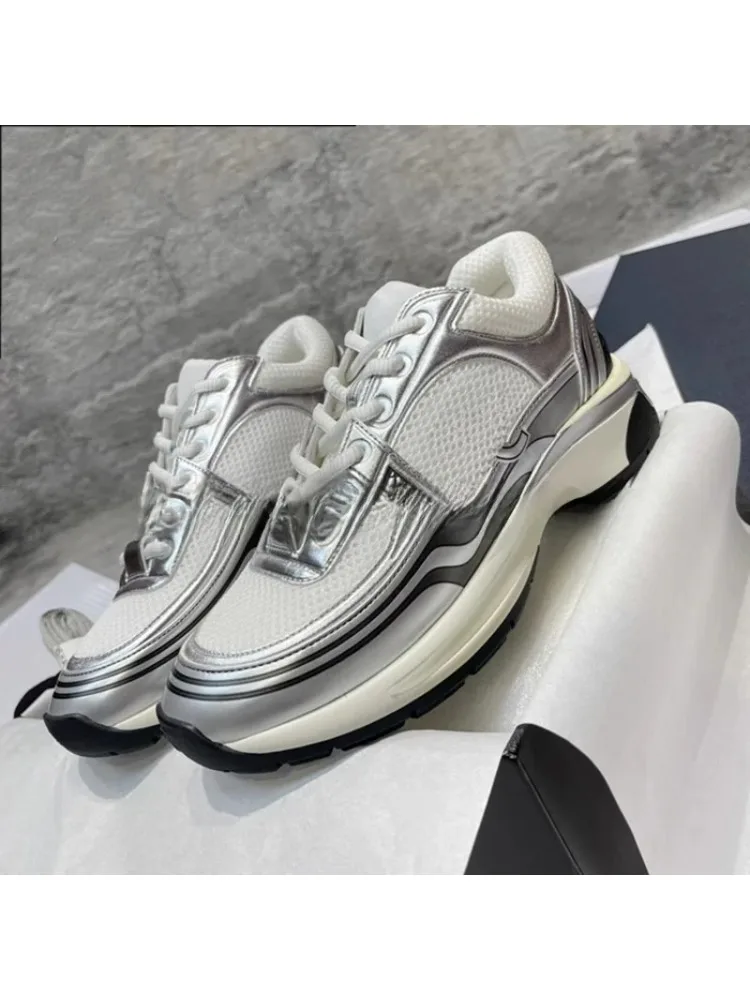 2026 Nieuwe Silver Horn King Dikke Zool Sportschoenen Heren Echt Leder Casual Shoes Cross-Border 23C Dad Shoes Leisure Sneakers - afbeelding 2