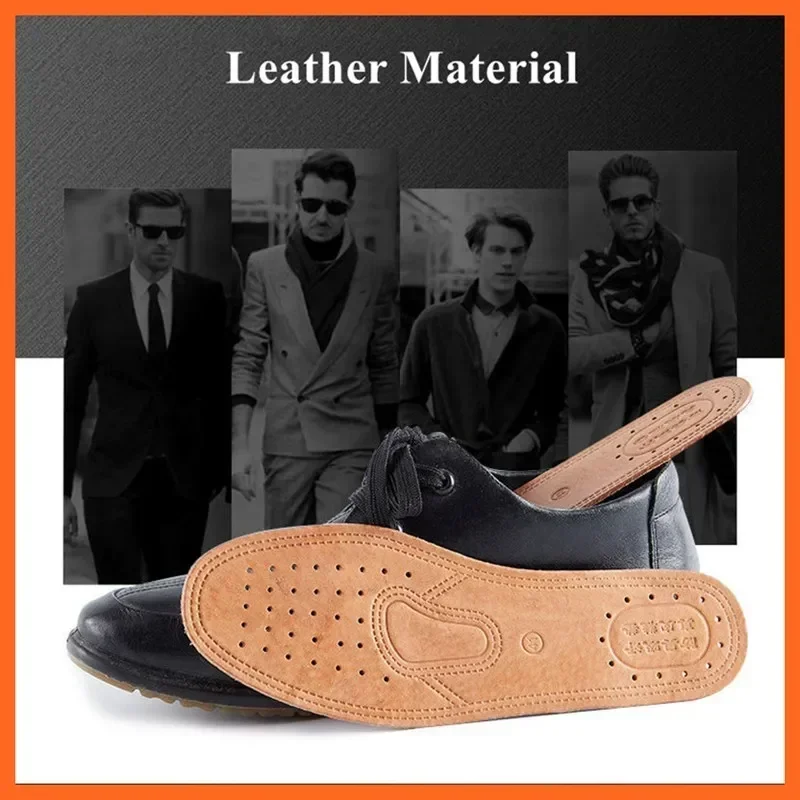 1 Pair Cowhide Insoles for Shoes Men Comfortable Deodorant Casual Leather Insole Feet Quality Genuine Leather Flats Shoe Sole image 4