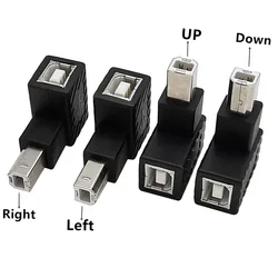 Up Down Left Right Angled 90 Degree USB 2.0 B Type Male to Female Extension Adapter for Printer Scanner Hard Disk case