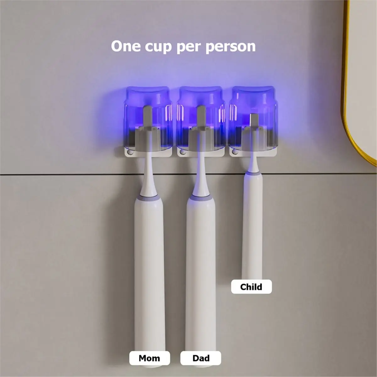 ad11-クリーニング＆乾燥スマートセンサー付き歯ブラシホルダー-ライト付き充電式歯ブラシ除菌ホルダー-浴室用