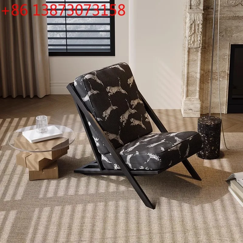 

Medieval style living room casual single sofa chair B&B balcony lazy chair back recliner