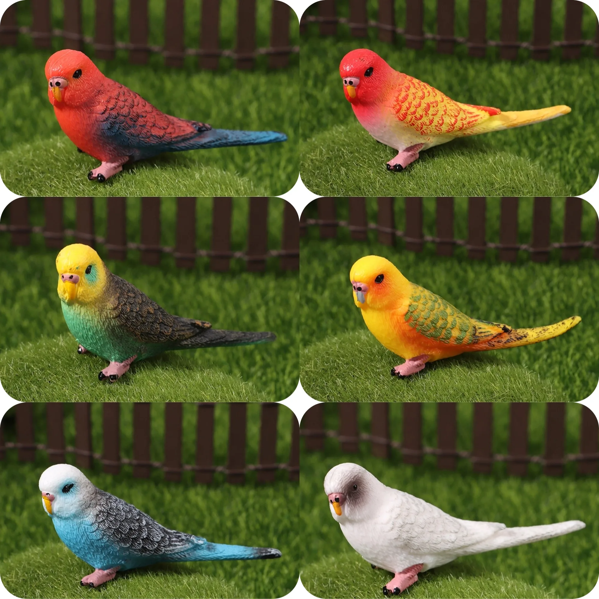 Cute Simulation Parrot Parakeet Miniature Landscape Ornament Animal Model Lawn Figurine Artificial Bird Photography Props