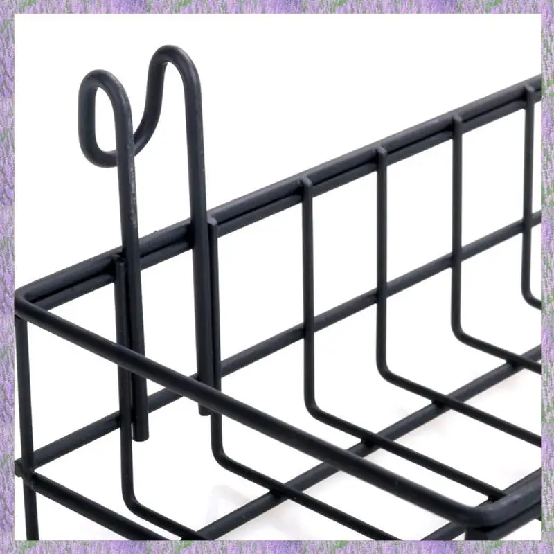 A63K-3X Hanging Basket For Wire Wall Grid Panel, Multi-Function Wall Storage And Display Basket, 40X10X5CM, Black Painted