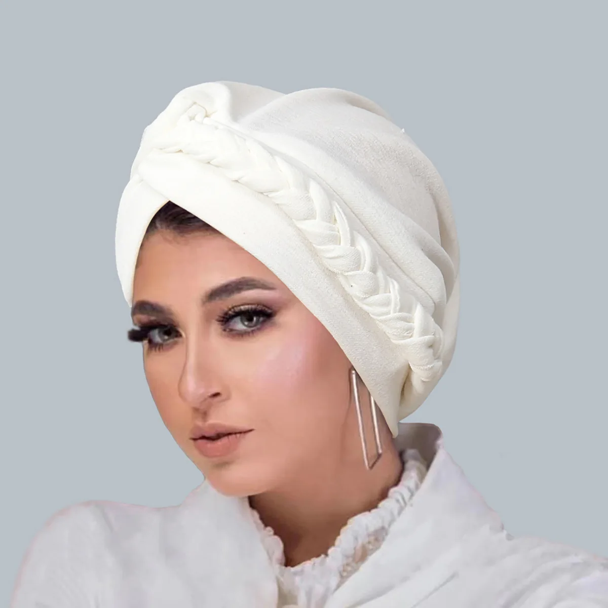 2024 New Fashion Muslim Braid Hijab Cap Women Hat Hair Bonnet Head Scarf Wrap Cover Turban Hat For Women Ladies