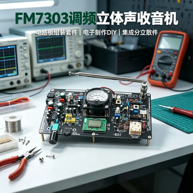 FM7303 Fm Stereo Radio Assembly Kit Integrated Discrete Parts For Diy Electronic Production Soldering Training Project