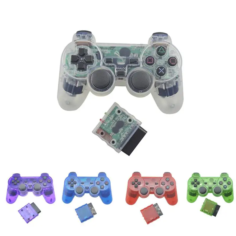 Controller di gioco a colori trasparenti per Sony Ps2 Gamepad leggero Wireless Gamepad a vibrazione da 2.4ghz per Playstation 2