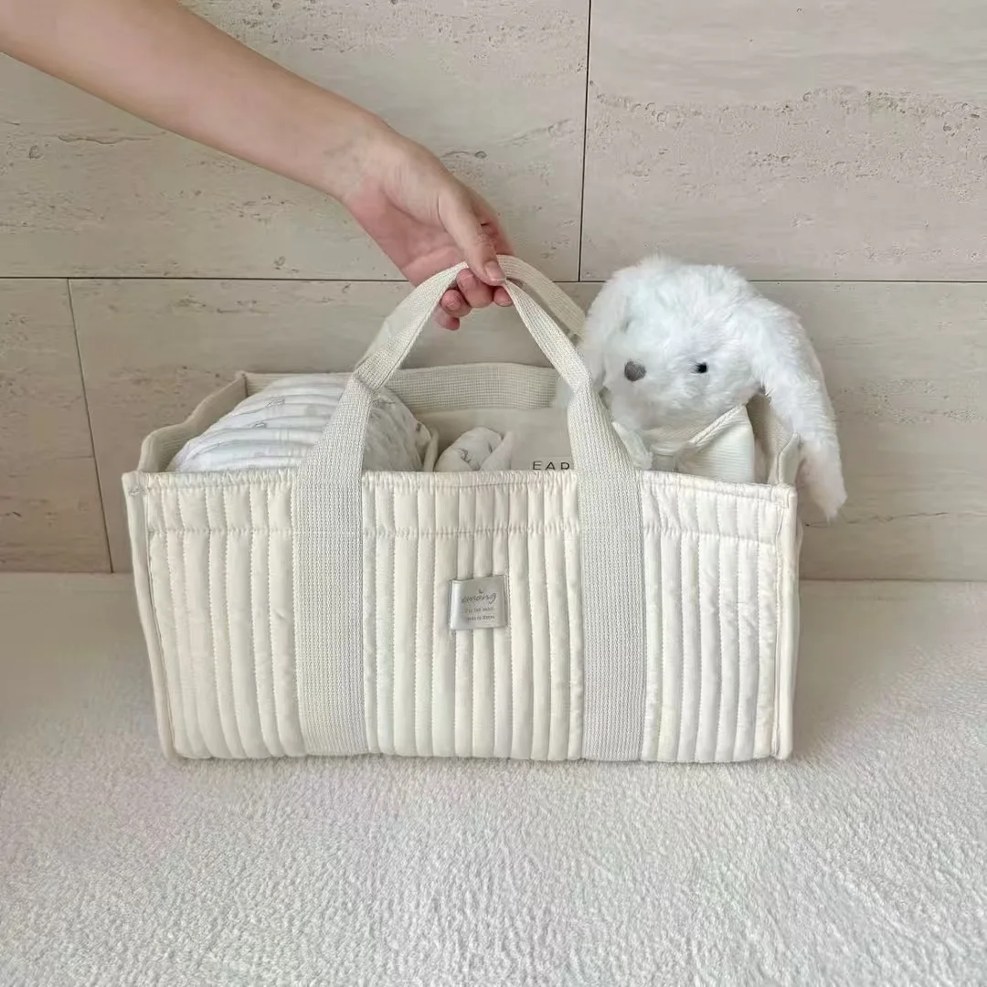 Multi-Pocket Diaper Caddy Tote Foldable Organizer Basket with Dividers for Baby Bottles Supplies INS Korean Fashion Portable Bag