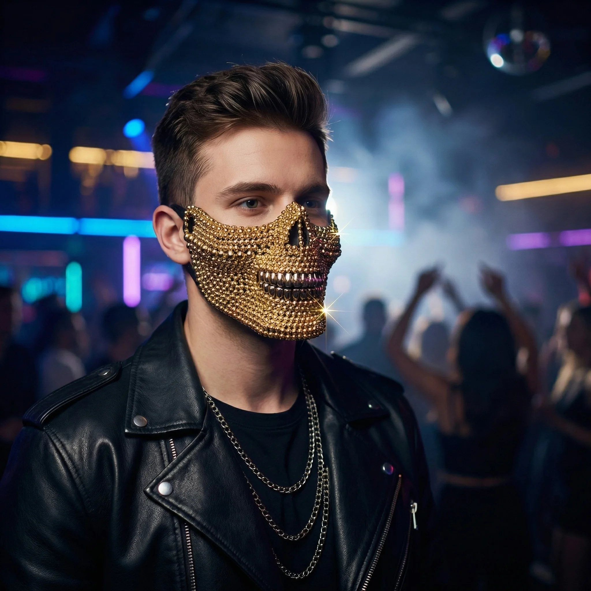 Horror-Ästhetik Halbgesichtsmaske für Männer und Frauen Tanzparty Maskerade: Geisterhafte Ritter-Cosplay-Maske Handgefertigt – Detail 2