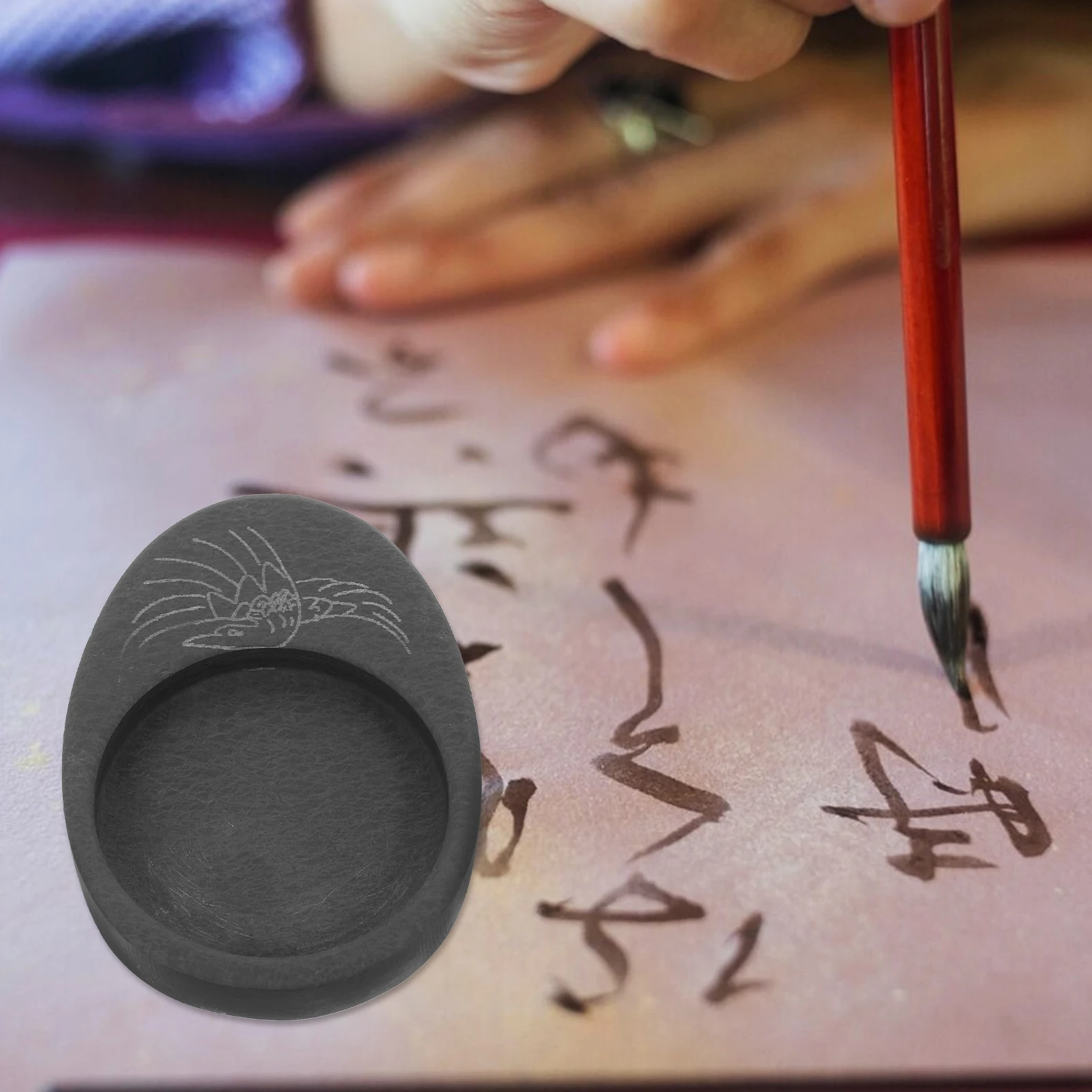 

Four Treasures Mini Square Inkstone Durable Stone Retro Color Calligraphy Practice Desk Decoration Chinese Painting Tool
