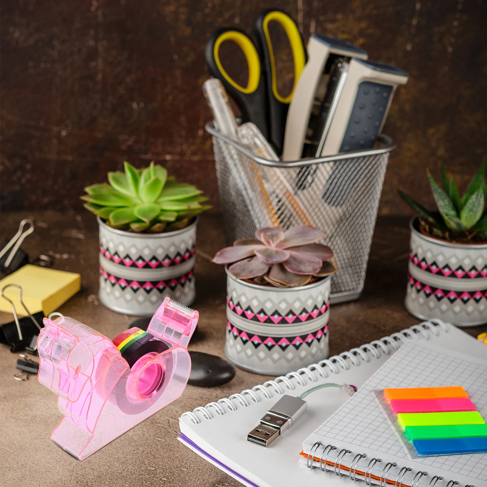 1Set Tape Cutter Sturdy Transparent Tape Dispenser for Office School Craft Use Label Dispenser Sticker Supply Sticker Accessory